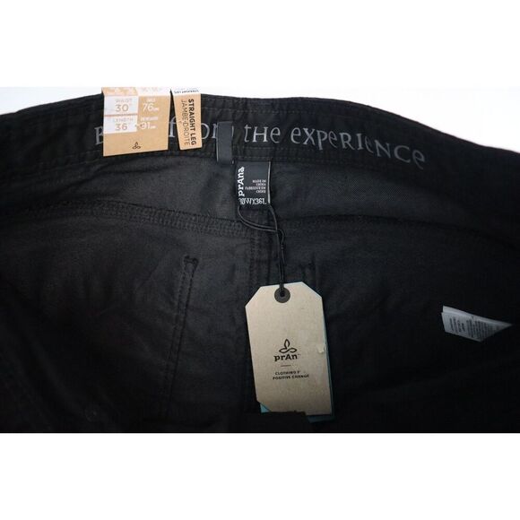 PrAna Men's Sz 30x36 Black Out Bridger Slim Fit Straight Leg Denim Jeans - Picture 2 of 11